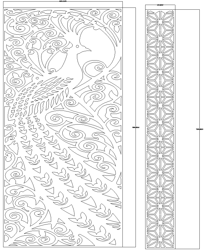 Jali cutting peacocke and flower design plan DWG autoCAD drawing