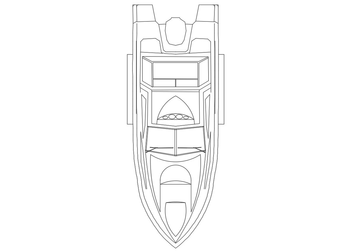 Jet Water Boat Elevation Design 2d CAD Drawing Free Download