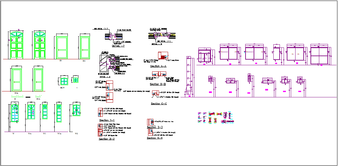 Joinery plan of door with sectional detail