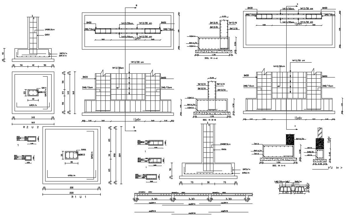 Joint Foundation Pad Footing Column Drawing DWG File