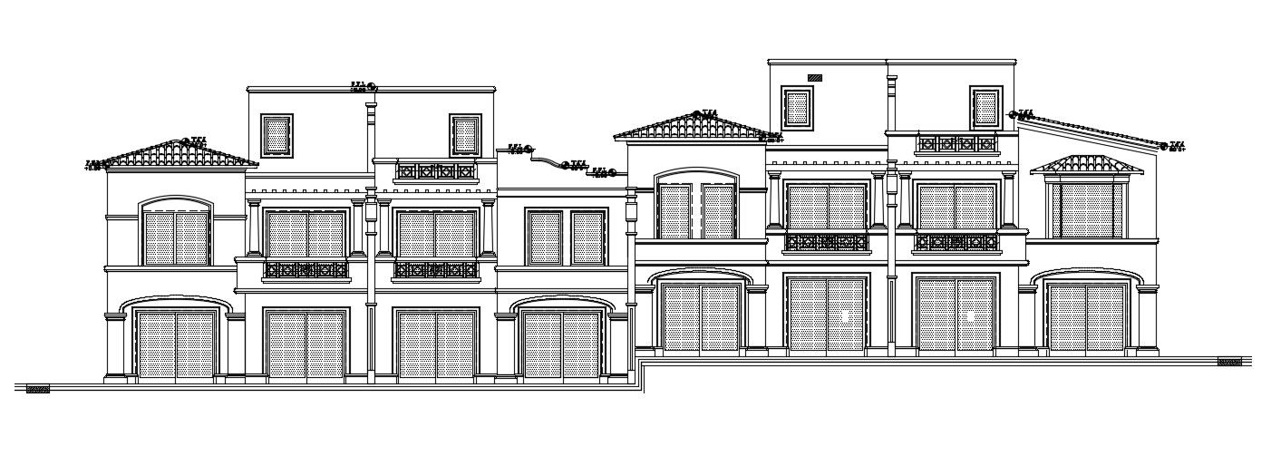 Joint House Elevation Design DWG File