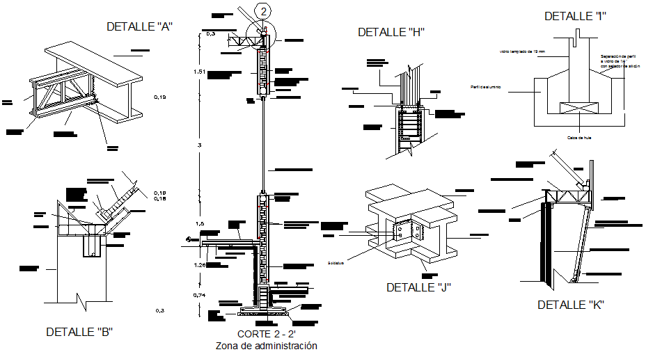 Joint bolt nut section detail dwg file
