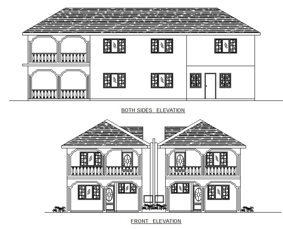 Joint House Building Elevation Drawing DWG File