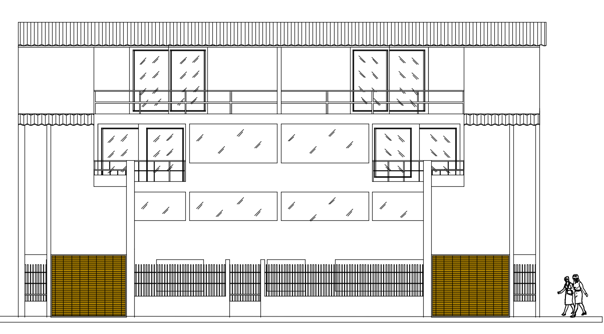 Joint House Building Front Elevation Design Download DWG File