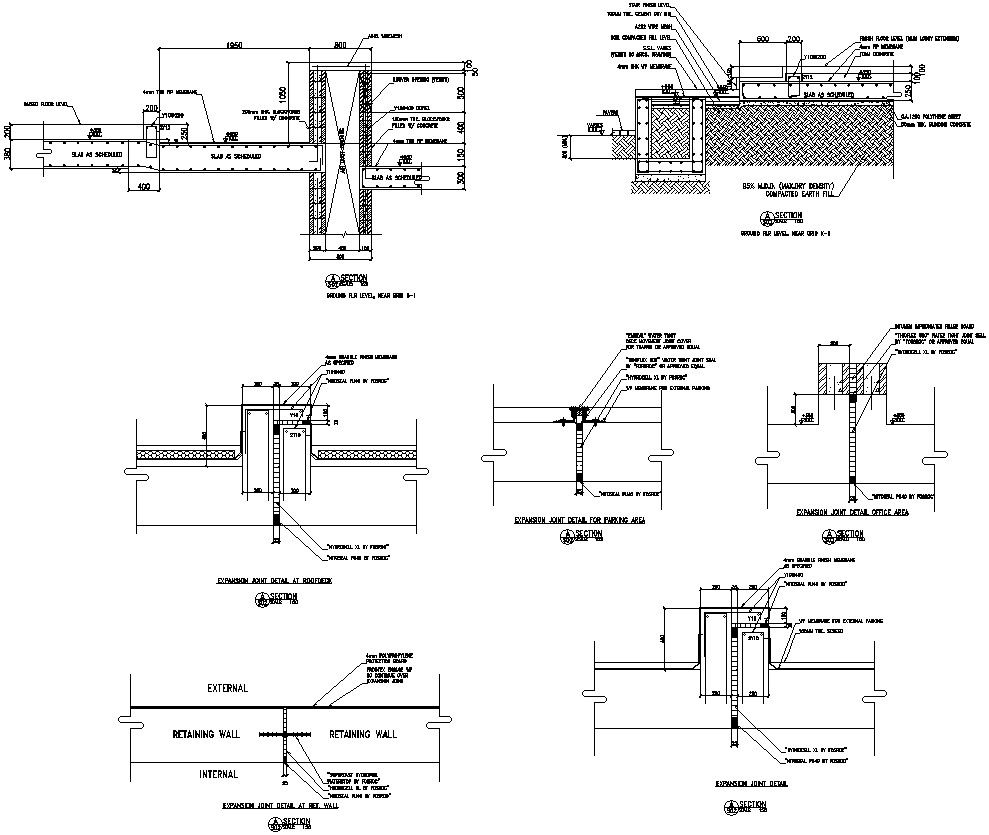 Joint details section drawings of AutoCAD, dwg files.