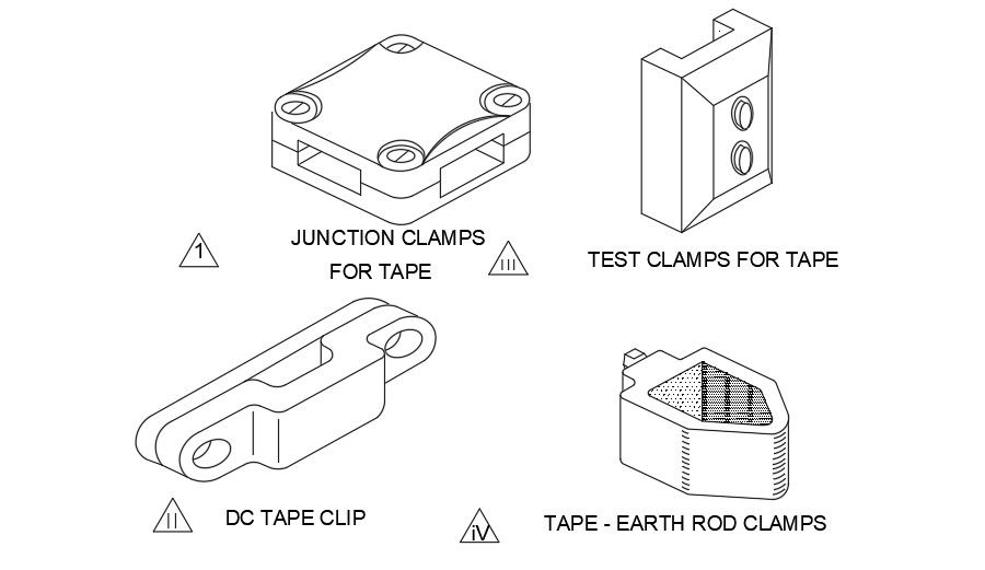 Junction clamps & DC tape clip drawings