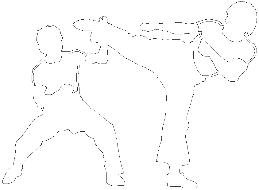 Karate Kids 3D Art Sketch Design with Detailed DWG Drawing