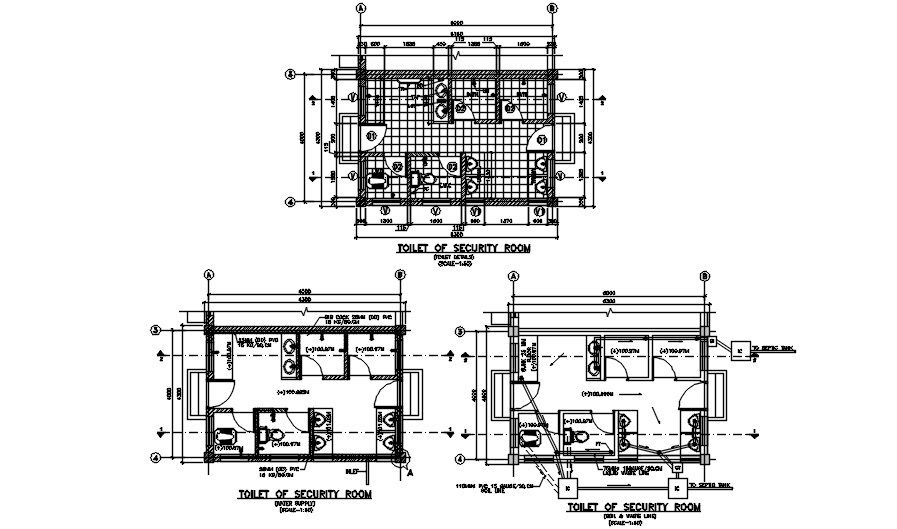 Key plan of Toilet for security room. Download AutoCAD DWG file.