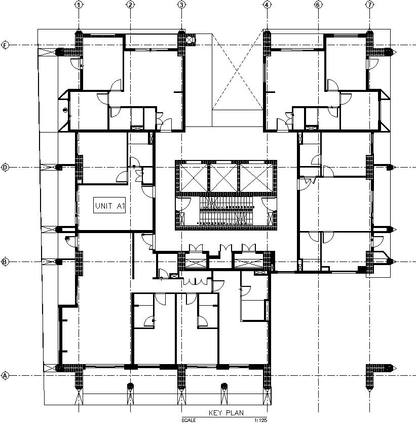 Key plan of commercial building in detail AutoCAD drawing, CAD file, DWG file