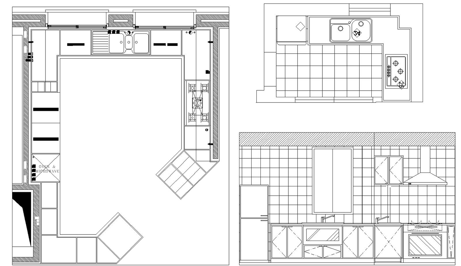 Kitchen plan and elevations detail dwg.