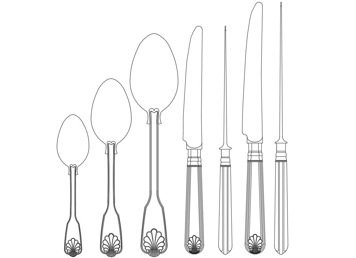 Kitchen Cutlery Units Elevation Design 2d AutoCAD Blocks Free Download