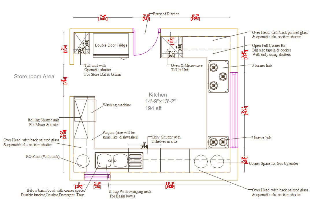 Kitchen Floor Plan AutoCAD File