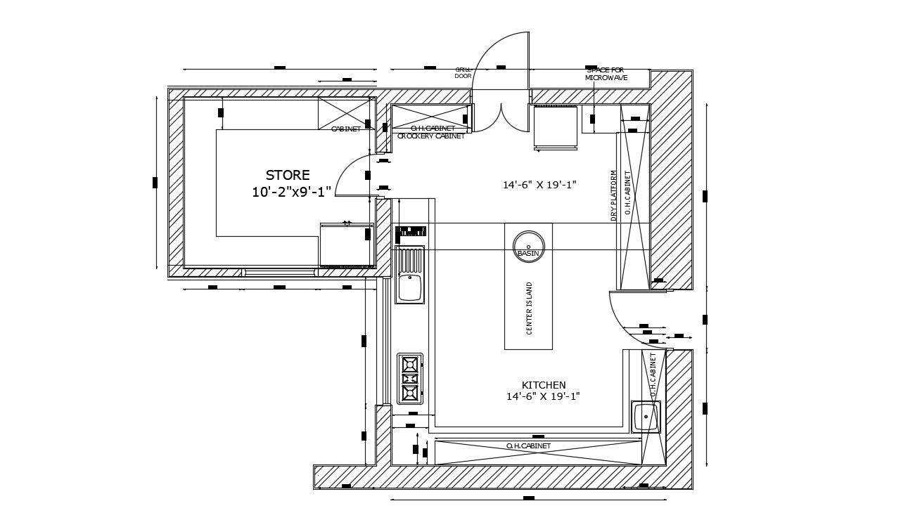 Kitchen Floor Plan with Dimensions