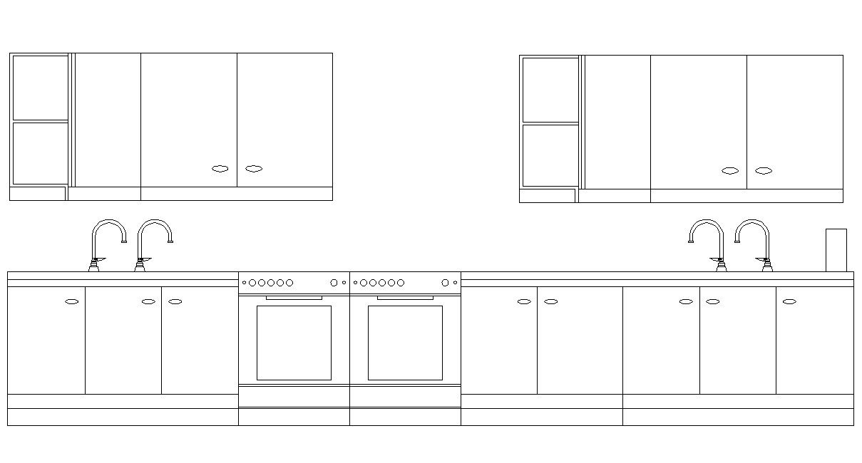 Kitchen Furniture Front Elevation Design DWG File