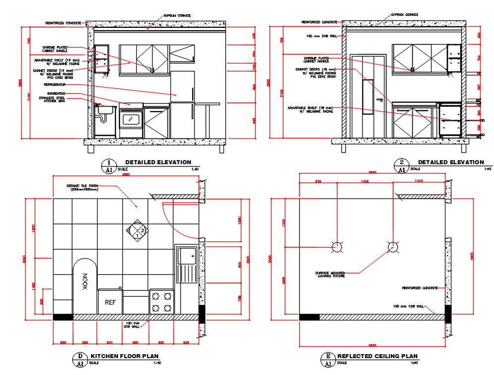 Kitchen Interior Design DWG