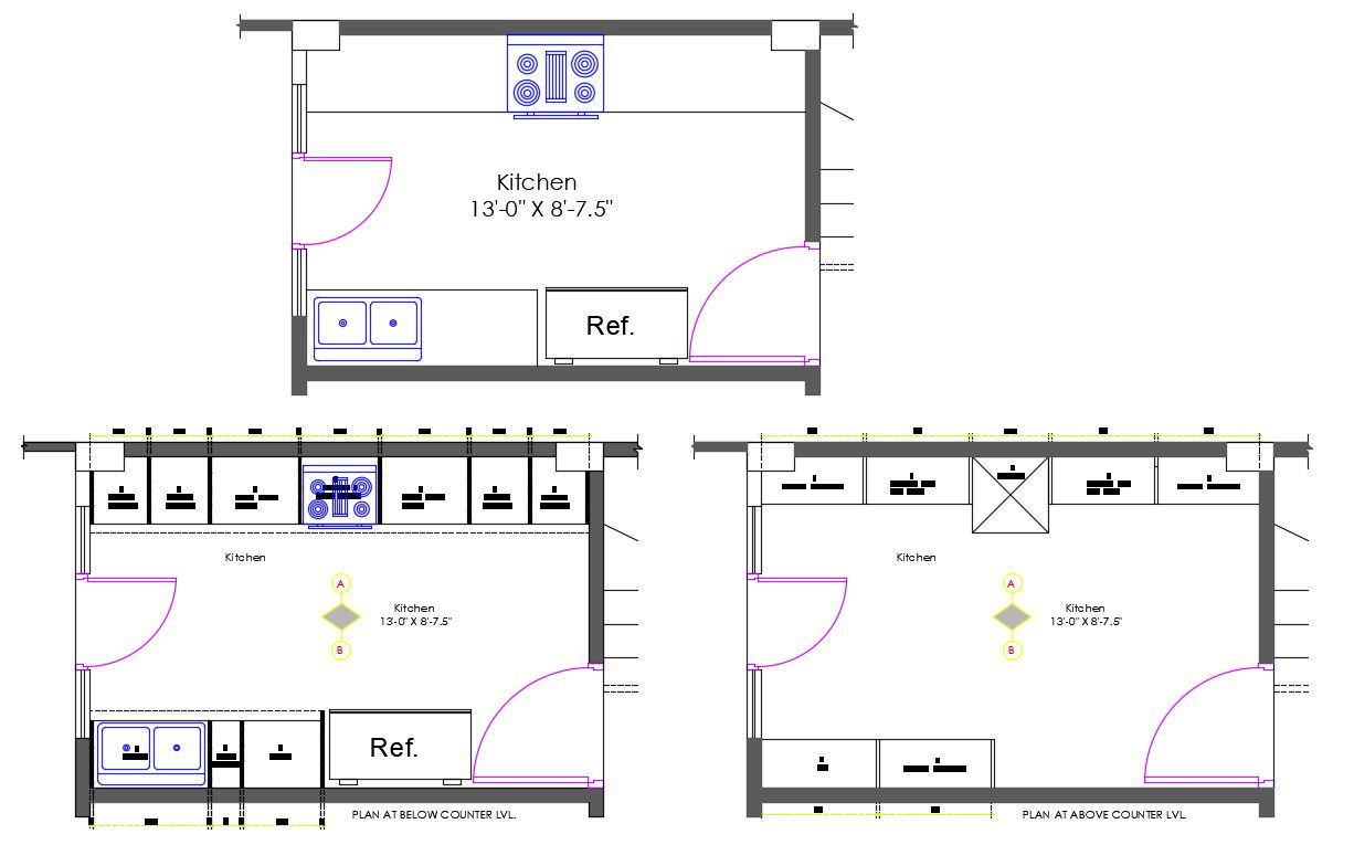 Kitchen Layout 2d Drawing Plan Download