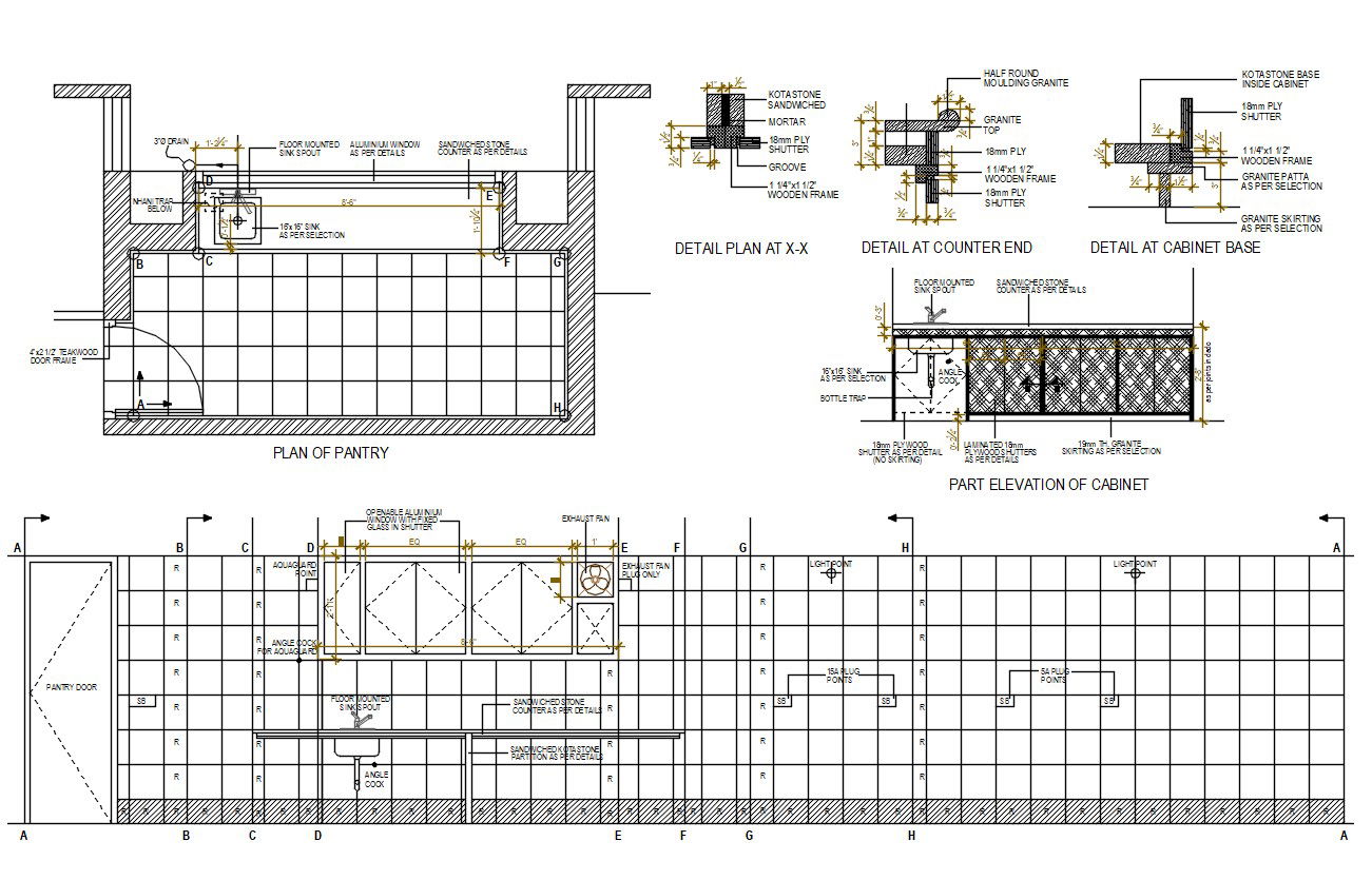 Kitchen Pantry AutoCAD Drawing for Interior Layout and Cabinet Design