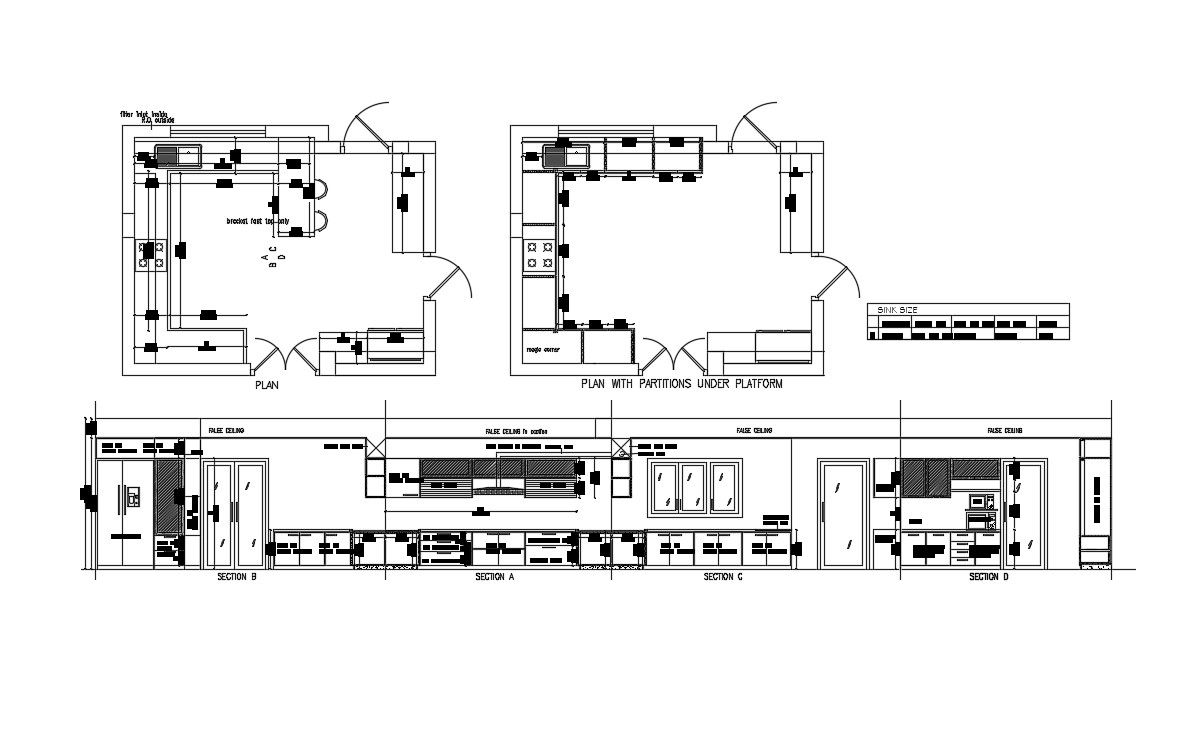Kitchen Plan and Section AutoCAD Drawing Download