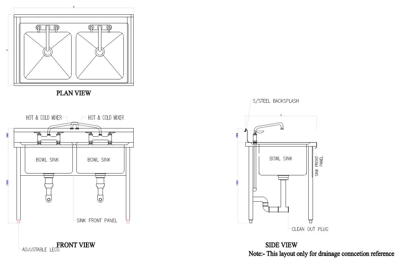 Kitchen Sink Design With plan elevation and texting PDF File Free Download