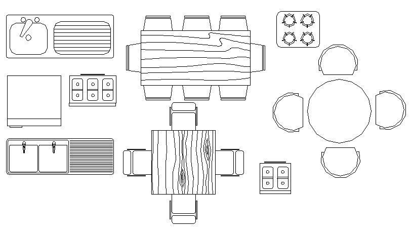 Kitchen accessories and furniture block design dwg file