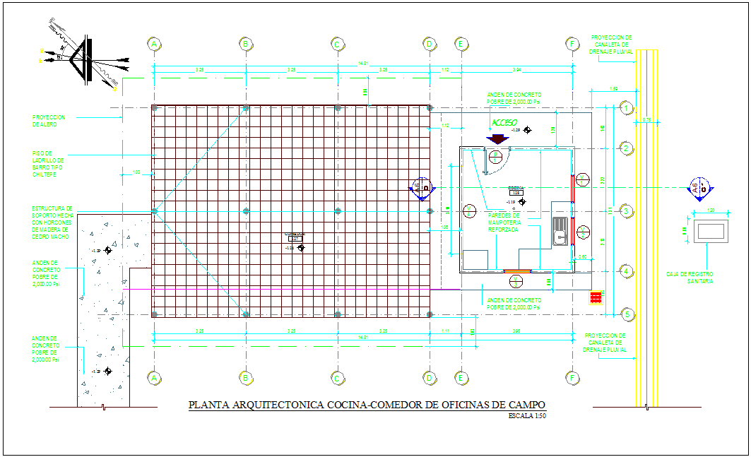 Kitchen and dining area plan with architectural view for office area dwg file