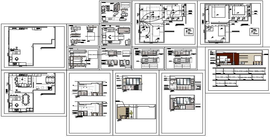 Kitchen and Living Area Layout Plan with Interior Room Details