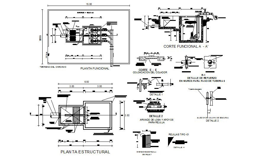 Kitchen construction, structure and function plan details dwg file