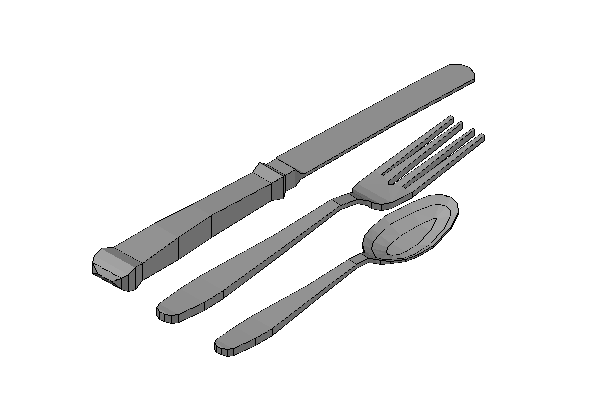 Kitchen cutlery 3d design dwg file
