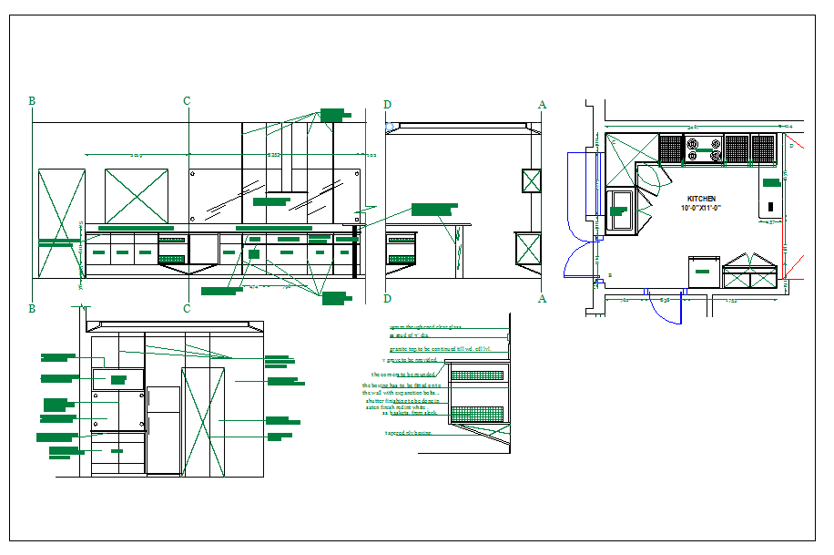 Kitchen detail information dwg file