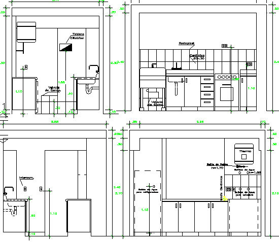 Kitchen of house architecture layout plan dwg file