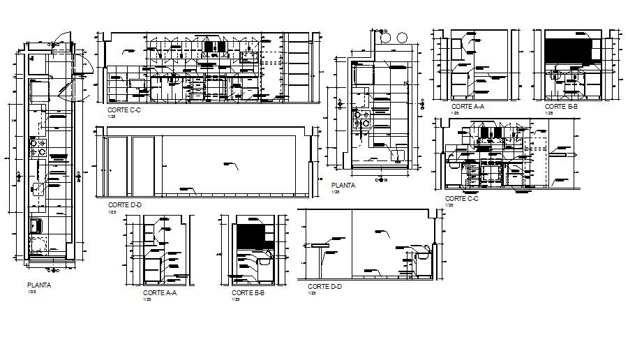 Kitchen of restaurant section, plan and auto-cad details dwg file