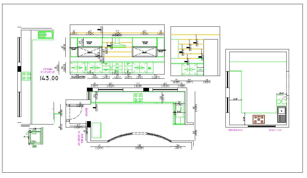 Kitchen plan detail dwg file