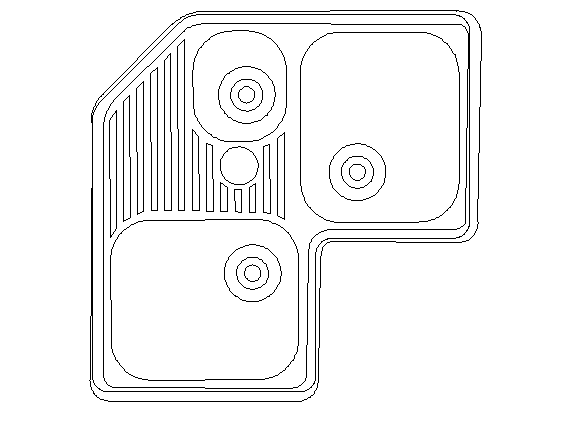 Kitchen rectangular wash basin dwg file