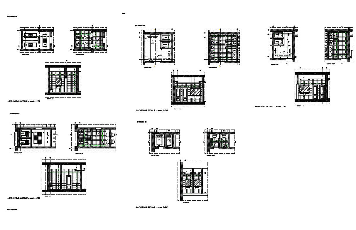Kitchen section, plan, furniture and plumbing details dwg file