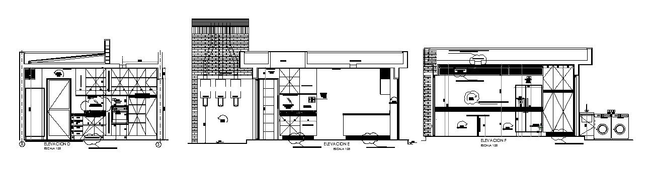 Kitchen section, plan and cad drawing details dwg file