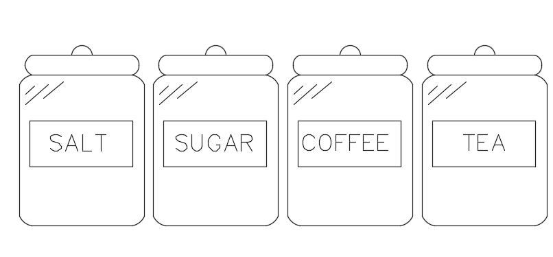 Kitchen storage jars dwg file