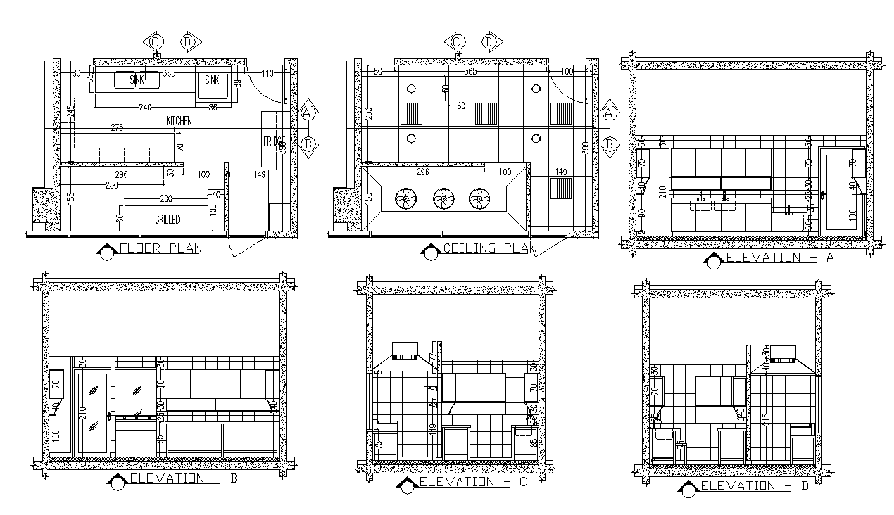 Kitchen structure detail plan autocad file