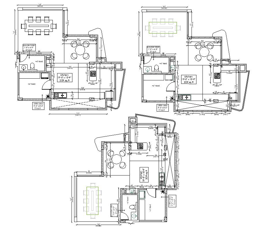 Kitchen structure detailing 2d view CAD block layout autocad file