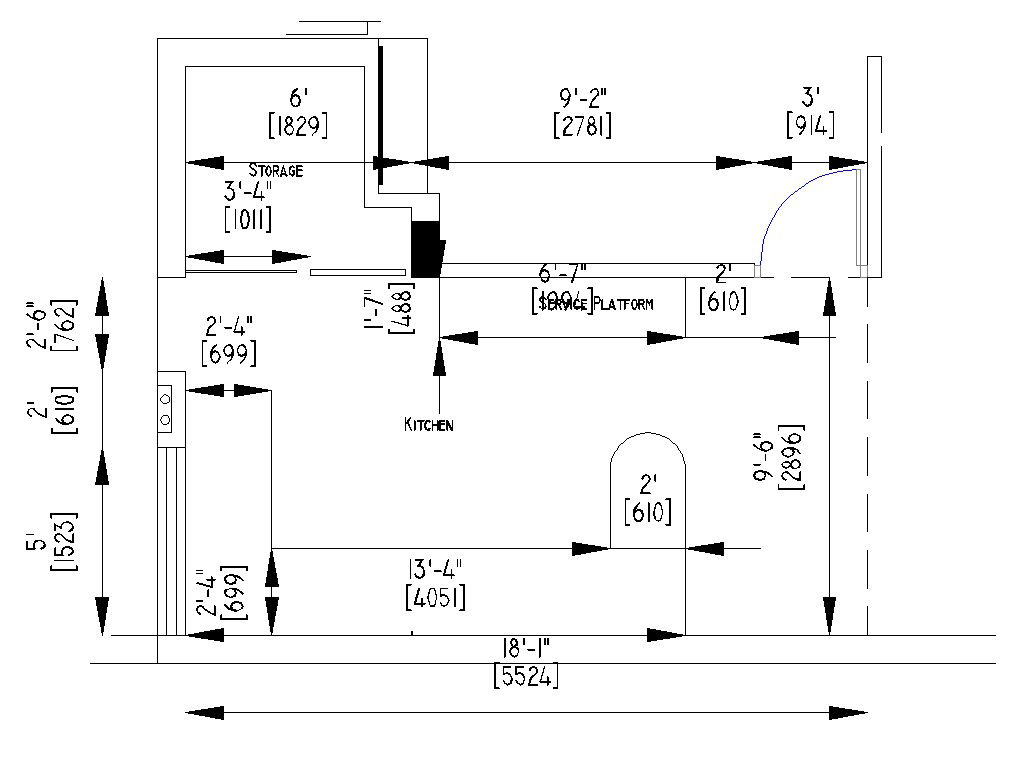 Kitchen structure typical plan 2d view layout file in dwg format
