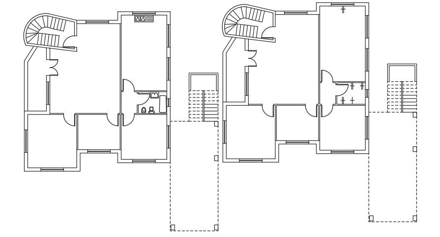 Kitchen And Toilet Layout Of 15x19 Meter 3 BHK House Plan DWG File