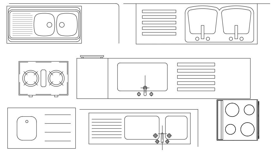Kitchen CAD Blocks Top View drawing DWG File