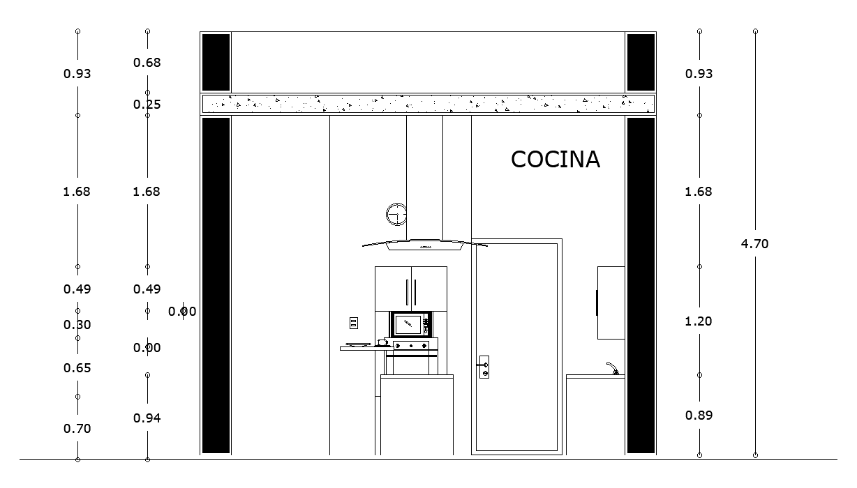 Kitchen Front Elevation CAD Drawing Free Download DWG File