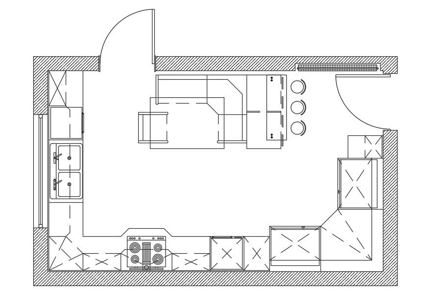 Kitchen Layout Plan Drawing AutoCAD File