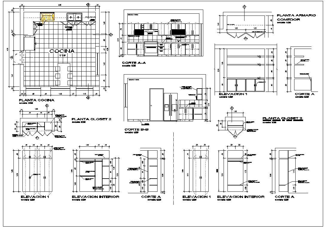 Kitchen Plan And Sectional Elevation CAD Drawing Download DWG File
