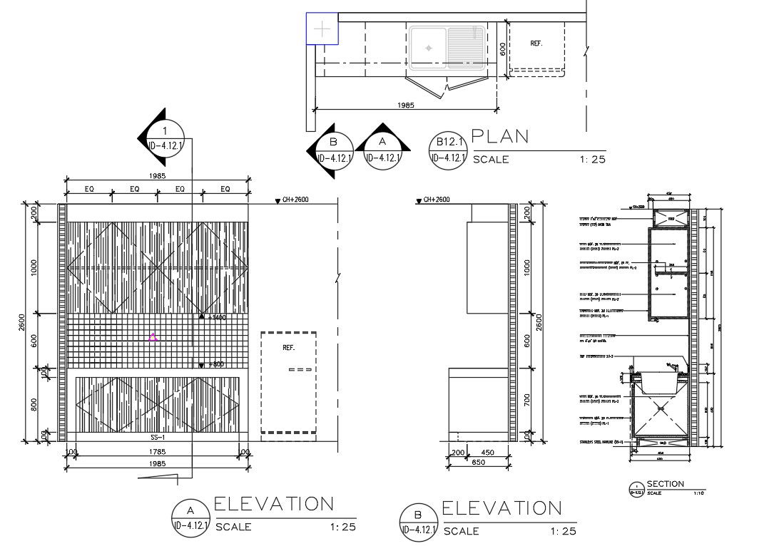 Kitchen Platform Elevation Design AutoCAD File