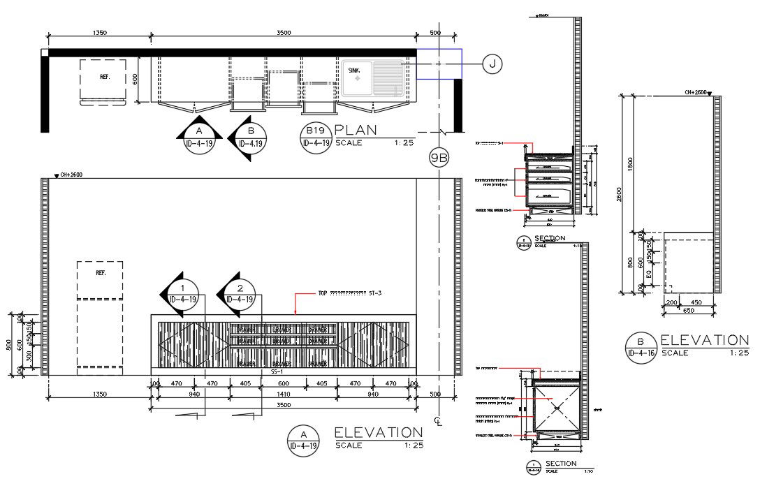 Kitchen Platform With Furniture CAD Drawing DWG file