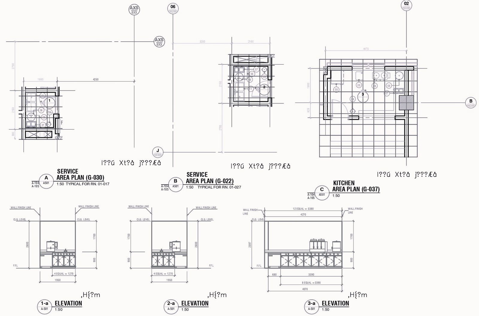 Kitchen and Service Area Plan with Elevation Detail in AutoCAD DWG File