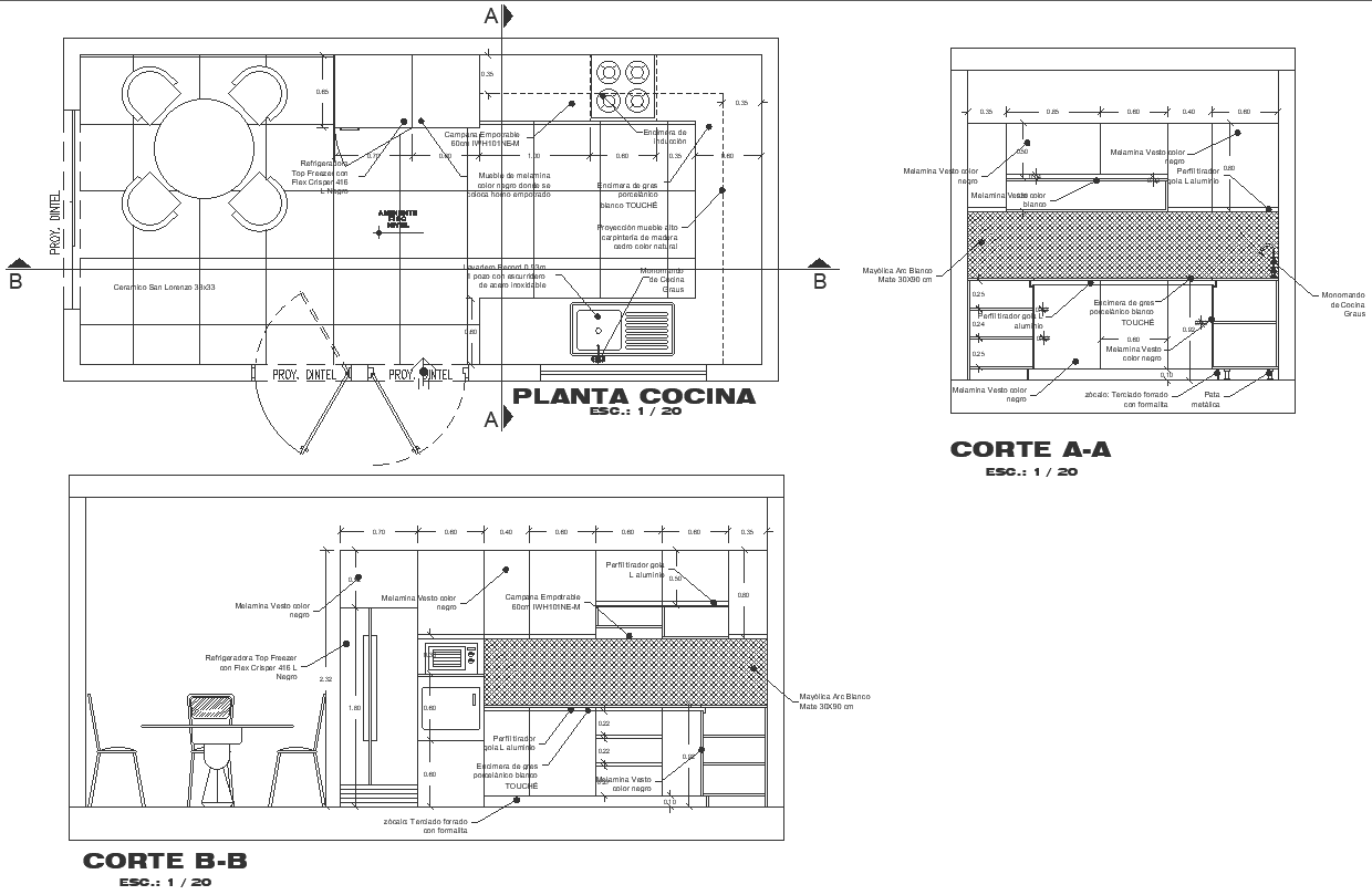 Kitchen detailed elevation with dimension and labeling dwg autocad drawing .