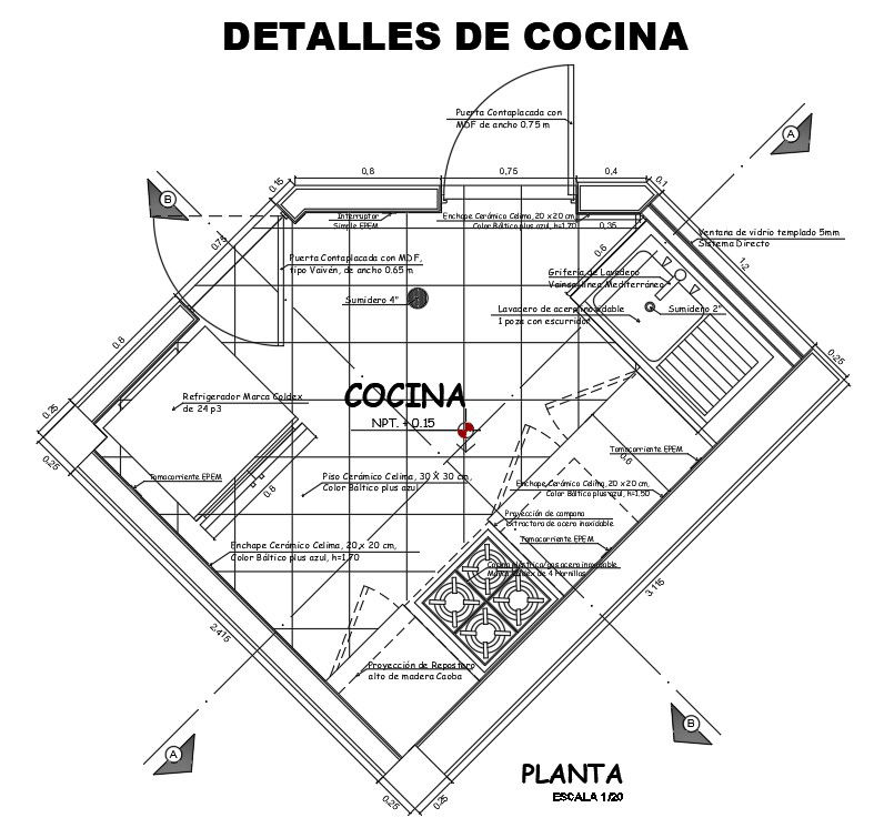Kitchen floor plan detail drawing provided in this file. download this 2d AutoCAD drawing file.