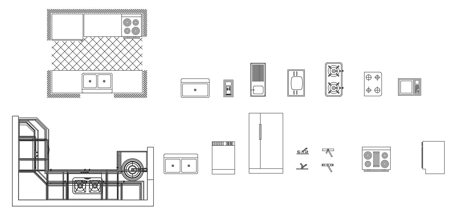 Kitchen furniture details in AutoCAD 2D drawing, dwg file, CAD file